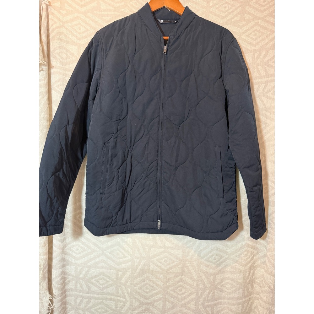 TravisMathew Mens Interlude Quilted Full Zip Jacket Navy Blue Medium Bomber - Picture 2 of 10